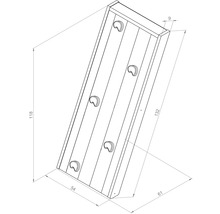 Illustration einer Kletterwand mit Griffen und Maßangaben.