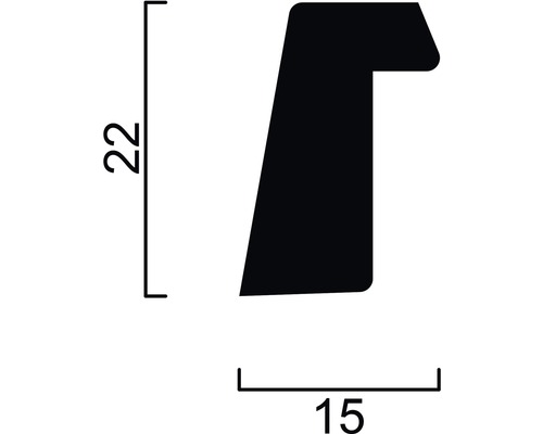 Technische Zeichnung eines Profils mit den Maßen 22 mal 15 Millimeter