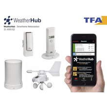 WeatherHub SmartHome Wetterstation mit verschiedenen Sensoren und einer Smartphone-App zur Wetterüberwachung
