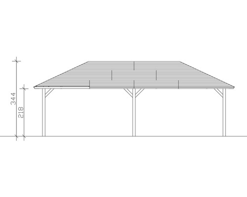 Zeichnung eines Pavillons mit Größenangaben