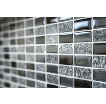 Glasmosaik mit Naturstein grau schwarz 31x32,2 cm