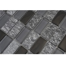 Glasmosaik mit Naturstein grau schwarz 31x32,2 cm