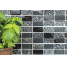 Glasmosaik mit Naturstein grau schwarz 31x32,2 cm