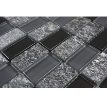 Glasmosaik mit Naturstein grau schwarz 31x32,2 cm