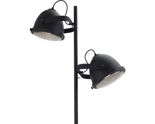 Schwarze Stehlampe mit zwei Strahlern