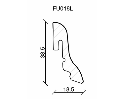 Abmessungen einer Zierleiste mit einer Höhe von 38,5 und einer Breite von 18,5