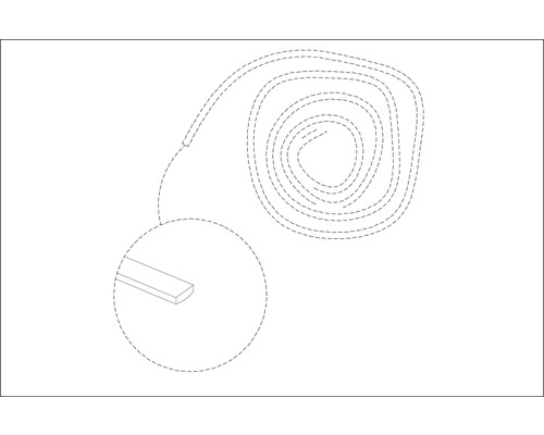 Illustration einer Abdichtungsschnur auf einer Rolle mit Detailansicht des Profils