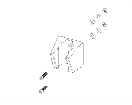 Halterung mit Schrauben, Muttern und Unterlegscheiben
