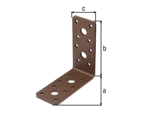 Winkelverbinder mit Abmessungen a, b und c.