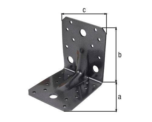 Winkelverbinder mit Abmessungen a, b und c.