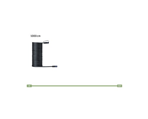 Schwarzes Kabel mit einer Länge von 1000 cm