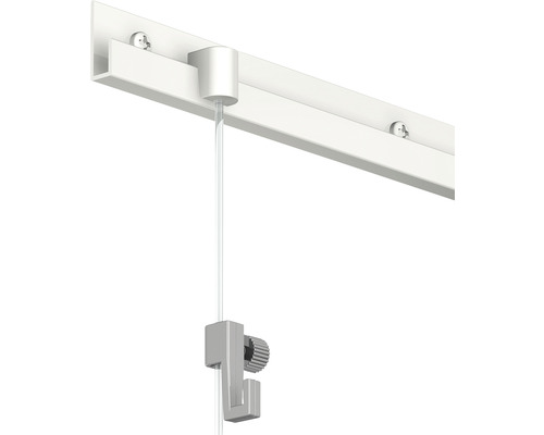 Bildaufhängesystem mit Schiene, Seil und Haken