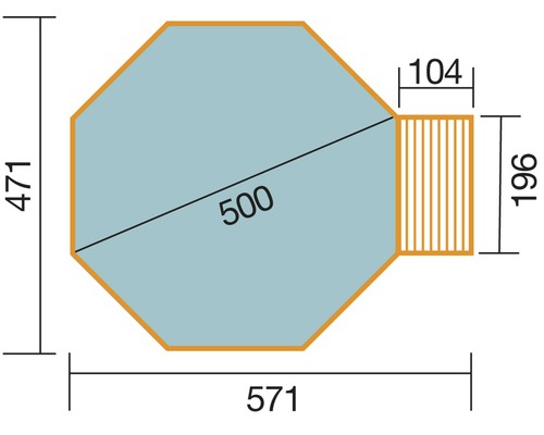 Grundriss eines Gartenhauses mit Maßangaben