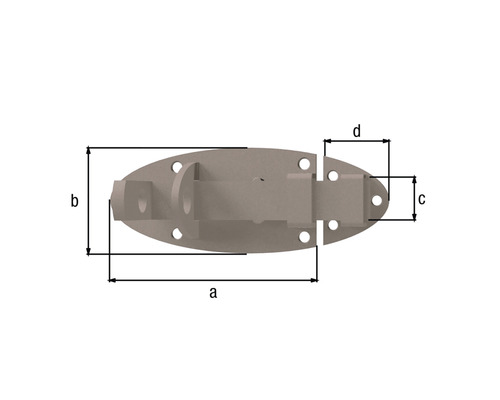 Illustration eines Türriegels mit Maßangaben