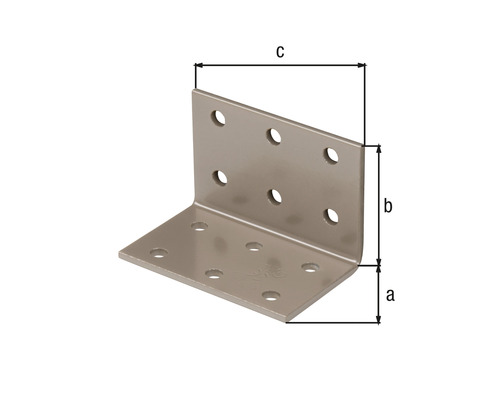Winkelverbinder mit Löchern und Größenangaben.