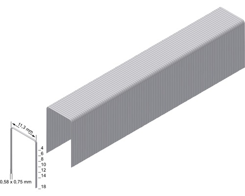 Drahtklammern mit den Maßen 0,58 x 0,75 x 11,3 Millimeter