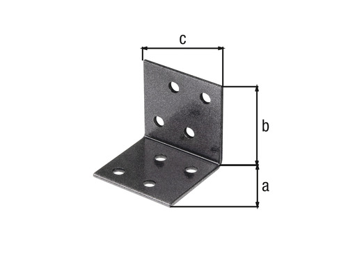 Winkelverbinder mit Löchern und Maßangaben