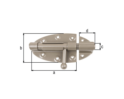 Abbildung eines abgebildeten Türriegels mit Maßangaben