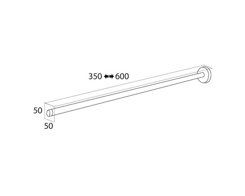 Technische Zeichnung einer Handtuchstange mit Maßangaben.