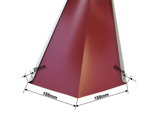 Metalldachfirst mit Maßangaben 188 mm und 20 mm