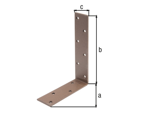 Winkelverbinder mit Löchern und Maßangaben a, b, c