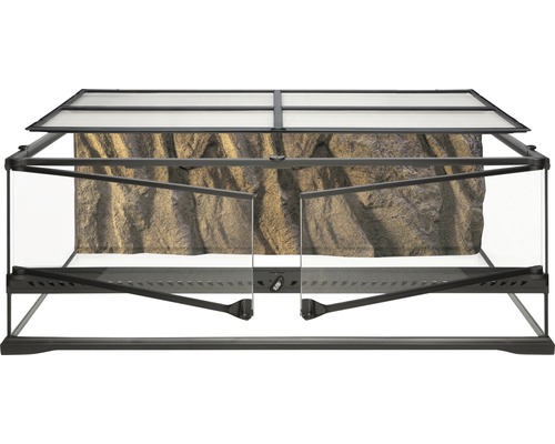 Glasterrarium mit Felswandimitat und abnehmbarem Deckel