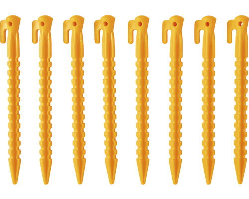 Mehrere gelbe Erdnägel aus Kunststoff