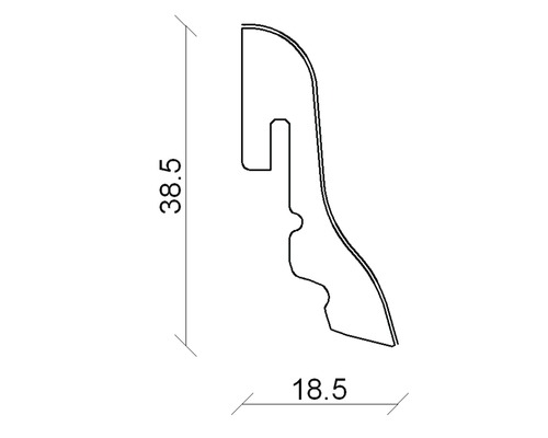 Profilleiste mit Abmessungen 38,5 mal 18,5 Millimeter