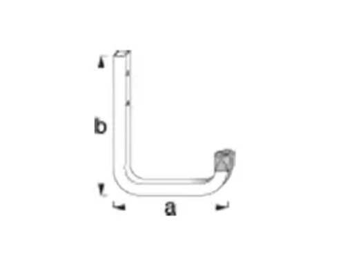 Skizze eines Hakens mit Maßangaben a und b
