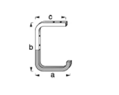 Technische Zeichnung eines Hakenbügels mit den Maßen a, b und c
