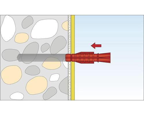 Illustration einer Dübelmontage in einer Wand