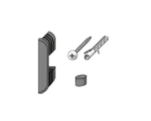 Befestigungsmaterial für Leisten, inklusive Schraube, Dübel und Abdeckung