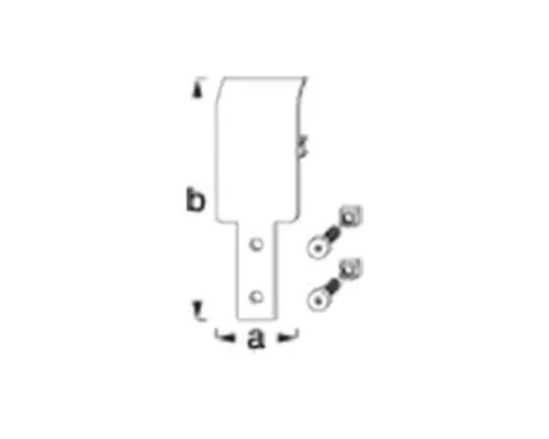 Zeichnung eines Vorhangschienen-Zubehörs mit den Maßen a und b