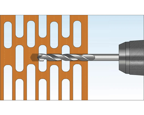 Eine Bohrmaschine bohrt durch eine Platte.