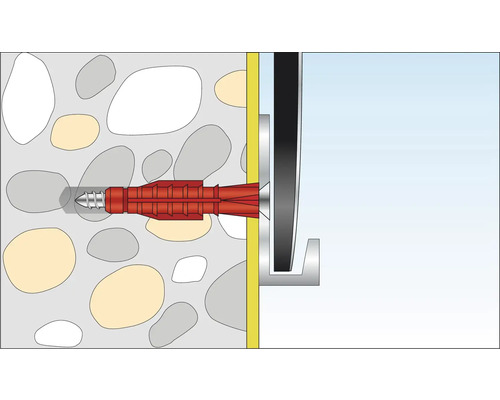 Illustration einer Dübelbefestigung in einer Wand