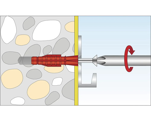 Illustration einer Dübelbefestigung in einer Wand
