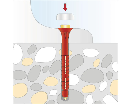 Illustration einer Dübelmontage in Stein