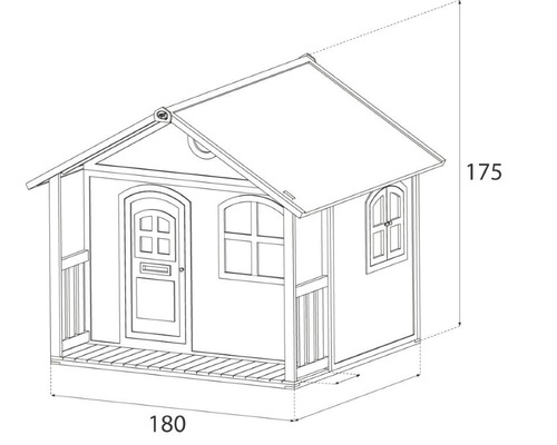 Abbildung eines Spielhauses mit Maßen