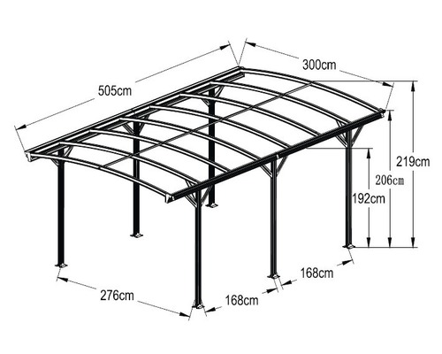 Illustration eines Carports mit Maßangaben