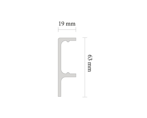 Abmessungen eines U-Profils: 19 mm breit und 63 mm hoch.