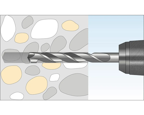 Illustration einer Bohrmaschine beim Bohren in Beton