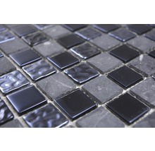 Glasmosaik mit Naturstein CM M462 30,2x32,7 cm schwarz-thumb-10