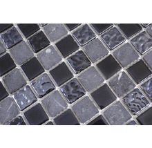 Glasmosaik mit Naturstein CM M462 30,2x32,7 cm schwarz-thumb-12