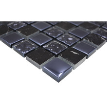 Glasmosaik mit Naturstein XCM M862 30,2x32,7 cm schwarz