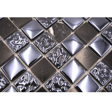Glasmosaik mit Naturstein XCM M862 30,2x32,7 cm schwarz