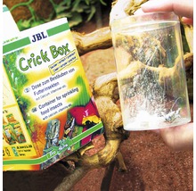 JBL Crick Box zur Futterdosierung von Insekten mit Kalzium und Vitaminen.