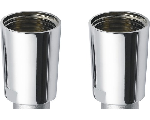 Zwei Chrom-Siphonrosetten