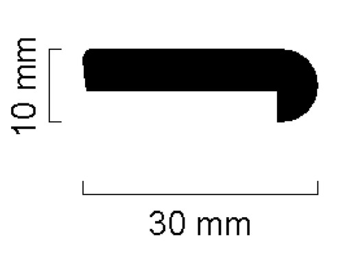 Profil einer Treppenkante mit den Maßen 10 Millimeter mal 30 Millimeter