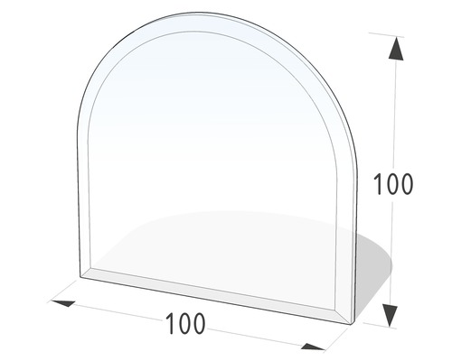 Funkenschutzplatte Glas Halbrund 100x100 cm