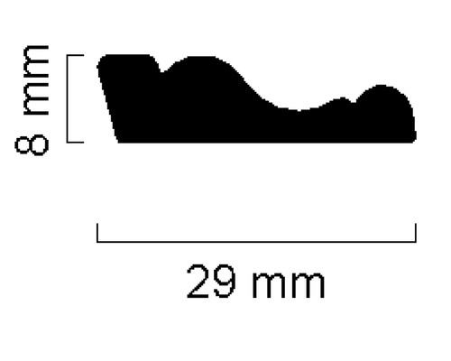 Profilleiste mit den Maßen 8 mm Höhe und 29 mm Breite